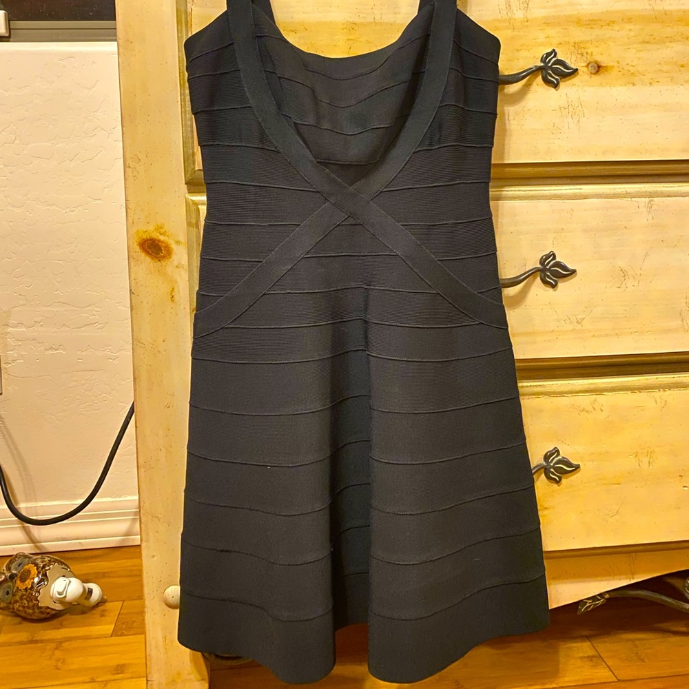 Herve Leger Sz M Bandage Black Dress
